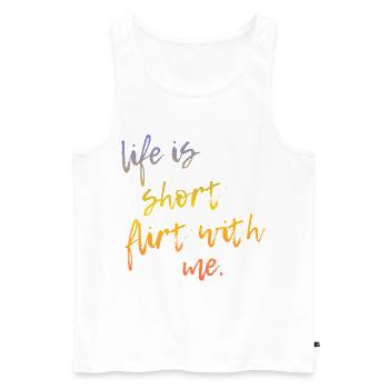 Life is Short Flirt With Me - Tour Gradient Script - Men's Premium Organic Tank Top - white - Front - AI Model Male 178 light (178cm)