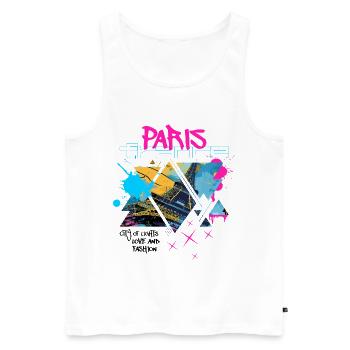 Paris France City Skyline Tour Eiffel Graffiti - Débardeur bio Premium Homme - blanc - Devant - Michal (187cm)