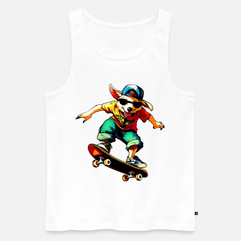 Australian Shepherd Skateboard Hund - Männer Premium Bio Tank Top - Weiß