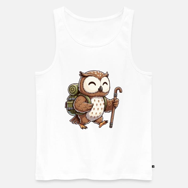 Niedliche Wander-Eulen-Vogel-Trekkingkunst - Männer Premium Bio Tank Top - Weiß