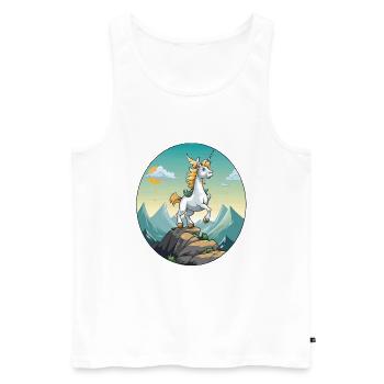 Einhorn auf Berggipfel - Männer Premium Bio Tank Top - Weiß - Vorne - AI Model Male 178 light (178cm)
