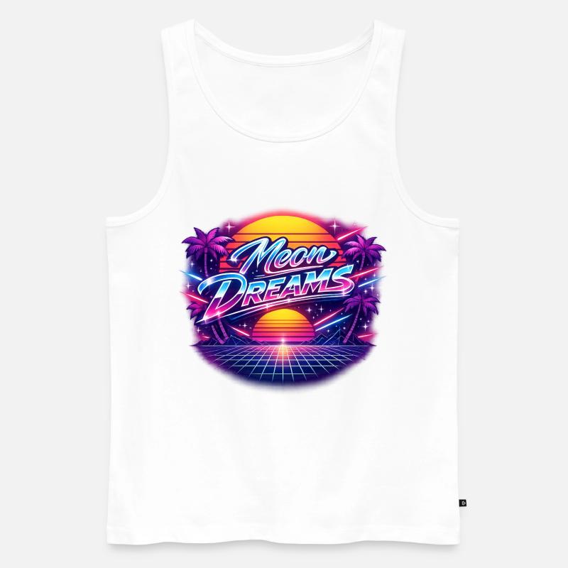 Moon Dreams Neon Retro Sunset - Männer Premium Bio Tank Top - Weiß