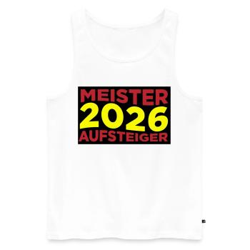 Champion et équipe promue 2026 - Débardeur bio Premium Homme - blanc - Devant - AI Model Male 178 light (178cm)