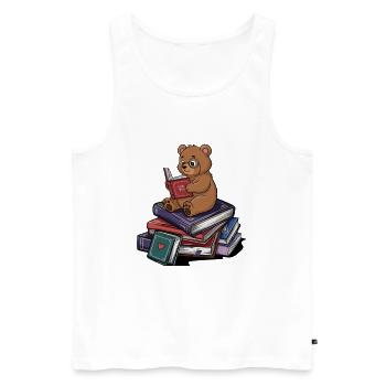 Bookworm Bear Animal Reading Books Art - Men's Premium Organic Tank Top - white - Front - Michal (187cm)