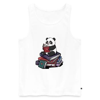 Bookworm Panda Bear Reading Books Art - Men's Premium Organic Tank Top - white - Front - Michal (187cm)