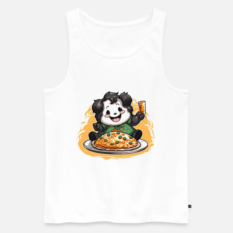 Pizza Panda Feier - Männer Premium Bio Tank Top - Weiß