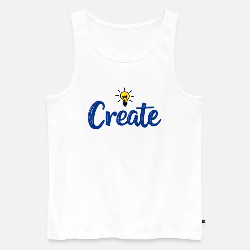 Create Schriftzug mit leuchtender Glühbirne - Männer Premium Bio Tank Top - Weiß