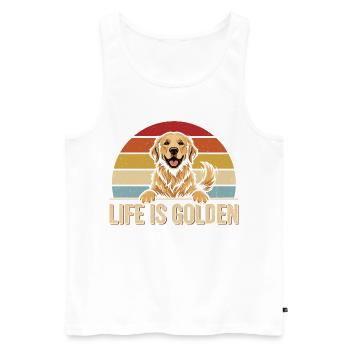 VIBRATIONS GOLDEN RETRIEVER Motif rétro - Débardeur bio Premium Homme - blanc - Devant - Michal (187cm)