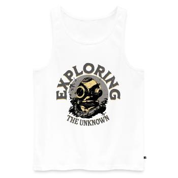 Vintage Retro Diver Helmet T-Shirt - Men's Premium Organic Tank Top - white - Front - Michal (187cm)