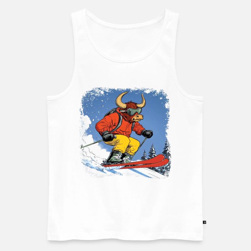Ski Stier - Männer Premium Bio Tank Top - Weiß