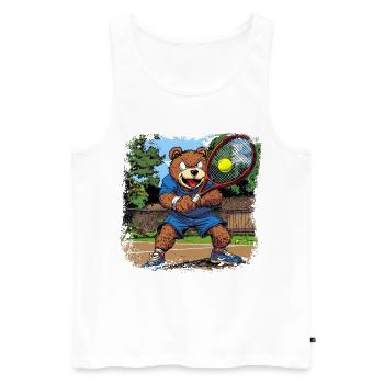 Tennis Bär - Männer Premium Bio Tank Top - Weiß - Vorne - Michal (187cm)