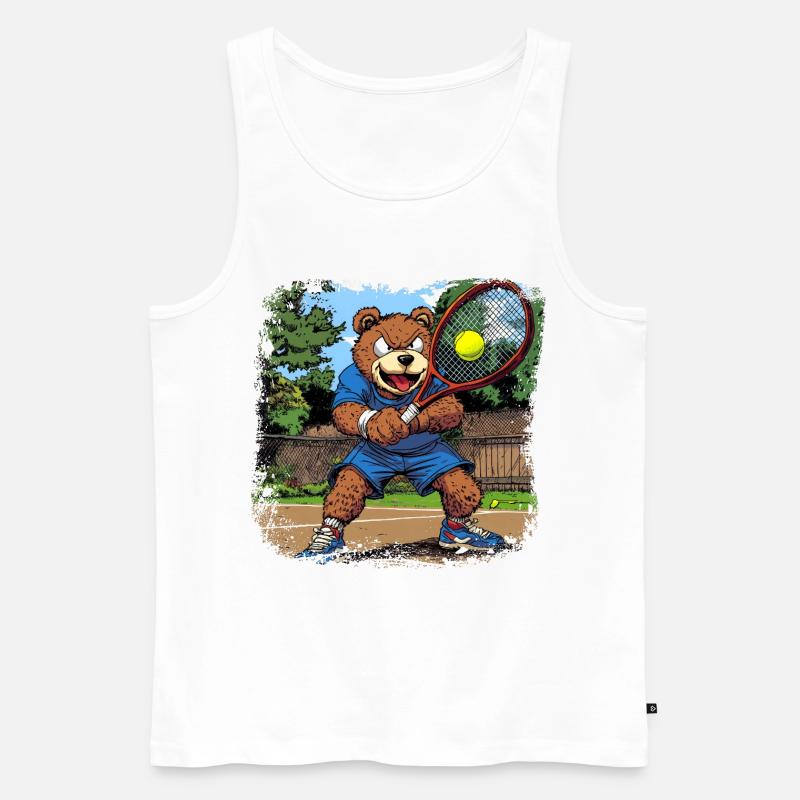Tennis Bär - Männer Premium Bio Tank Top - Weiß