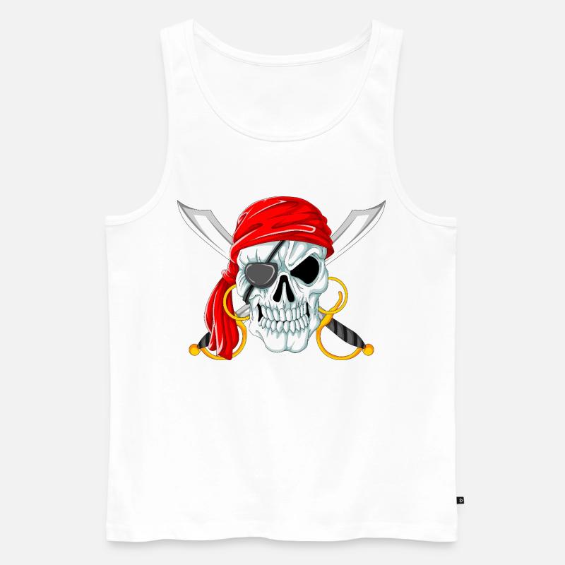 Piratenschädel mit Schwertern Jolly Roger Design - Männer Premium Bio Tank Top - Weiß