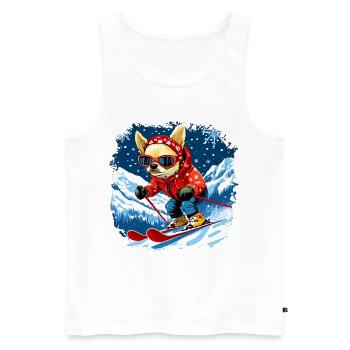 Chihuahua Ski - Männer Premium Bio Tank Top - Weiß - Vorne - AI Model Male 178 light (178cm)