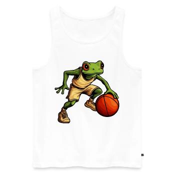 Basketball Frosch - Männer Premium Bio Tank Top - Weiß - Vorne - Michal (187cm)