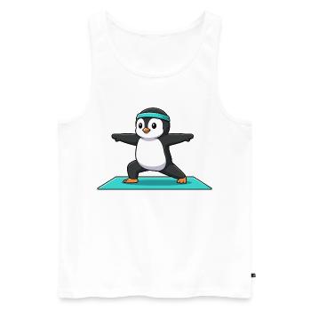 Yoga-Pinguinvogel in Kriegerhaltung - Männer Premium Bio Tank Top - Weiß - Vorne - AI Model Male 178 light (178cm)