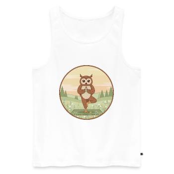 Yoga-Eulenvogel macht Baumposen-Kunst - Männer Premium Bio Tank Top - Weiß - Vorne - AI Model Male 178 light (178cm)