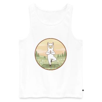 Yoga Llama Alpaca Doing Tree Pose - Men's Premium Organic Tank Top - white - Front - AI Model Male 178 light (178cm)
