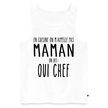 Cuisiner Maman Cuisinière Cuisiner Maman Mère - Débardeur bio Premium Homme - blanc - Devant - AI Model Male 178 light (178cm)
