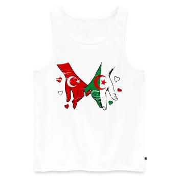 Prise de main du drapeau de la Turquie Algérie utilisée - Débardeur bio Premium Homme - blanc - Devant - Michal (187cm)
