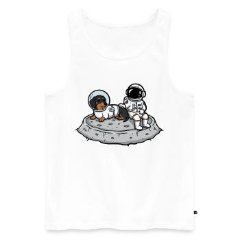 Astronaut Dog Dachshund Moon Space - Men's Premium Organic Tank Top - white - Front - AI Model Male 178 light (178cm)