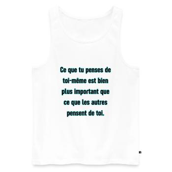 Une pensée positive - Débardeur bio Premium Homme - blanc - Devant - Michal (187cm)
