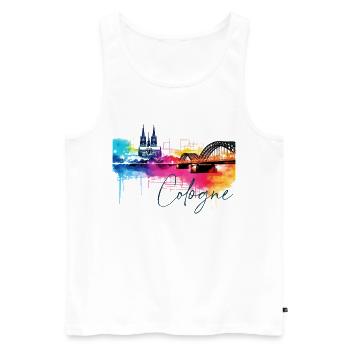 Horizon de Cologne Cathédrale de Cologne Allemagne Ville Coloré - Débardeur bio Premium Homme - blanc - Devant - AI Model Male 178 light (178cm)