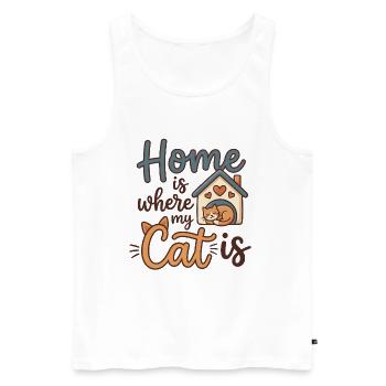 Chez moi, c’est là où est mon chat – motif de chat mignon - Débardeur bio Premium Homme - blanc - Devant - Michal (187cm)