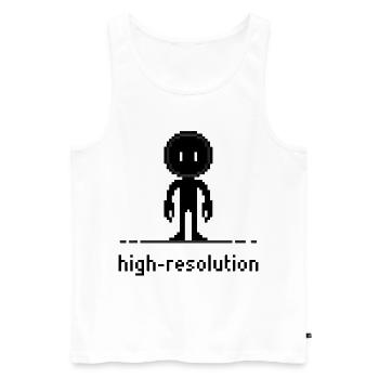 Pixel Art Hochauflösende lustige Ironie-Design - Männer Premium Bio Tank Top - Weiß - Vorne - AI Model Male 178 light (178cm)