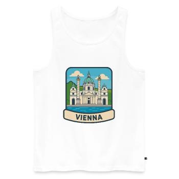 Vienna Austria Karlskirche Vintage Travel Emblem - Men's Premium Organic Tank Top - white - Front - Michal (187cm)
