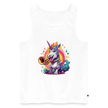 Unicorn Trompete im Regenbogenwirbel - Männer Premium Bio Tank Top - Weiß - Vorne - Michal (187cm)