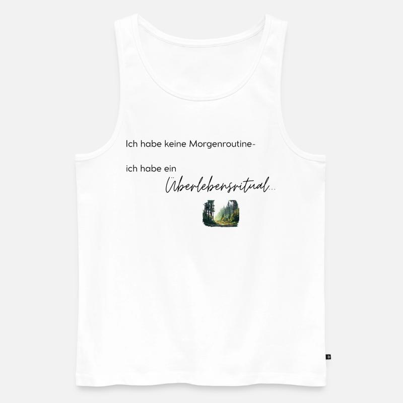 LIEBEVOLL Morgenroutine Wald - Männer Premium Bio Tank Top - Weiß