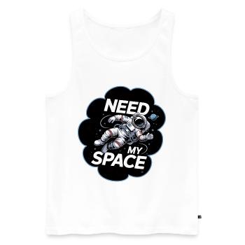 Voyage spatial disant : j’ai besoin de mon espace - Débardeur bio Premium Homme - blanc - Devant - Michal (187cm)