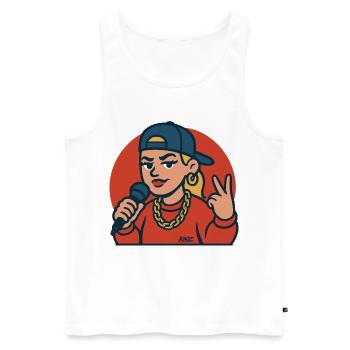 Rap Diva with Microphone - Men's Premium Organic Tank Top - white - Front - AI Model Male 178 light (178cm)