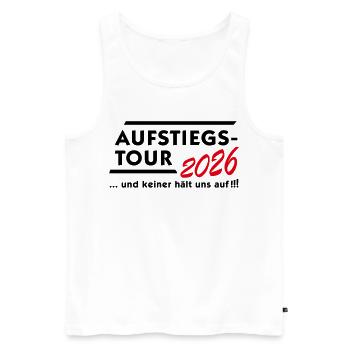 Aufstiegstour 2026 - Männer Premium Bio Tank Top - Weiß - Vorne - Michal (187cm)