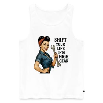 Vintage Workshop Pin-up: High Gear Lifestyle - Men's Premium Organic Tank Top - white - Front - Michal (187cm)