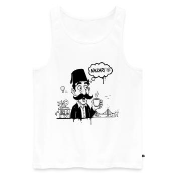 Moustachu au fez und Nazar Café - Männer Premium Bio Tank Top - Weiß - Vorne - AI Model Male 178 light (178cm)