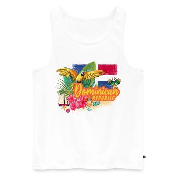 Souvenir rétro des Caraïbes en République dominicaine - Débardeur bio Premium Homme - blanc - Devant - Michal (187cm)