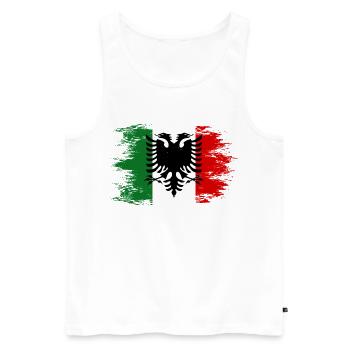 Arbresh_Italien_Albanien_Flagge_used - Männer Premium Bio Tank Top - Weiß - Vorne - Michal (187cm)