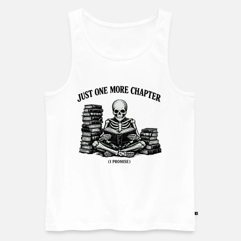 Just One More Chapter Skeleton - Männer Premium Bio Tank Top - Weiß