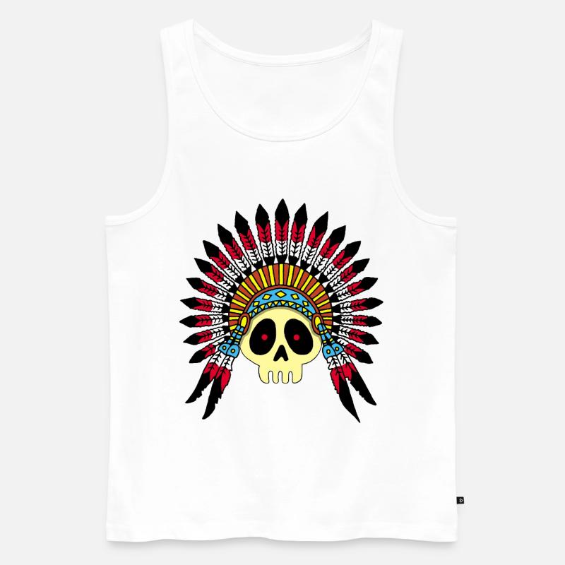 Indian Chief Skull (Farbe) - Männer Premium Bio Tank Top - Weiß