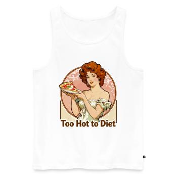 Pin-up Art nouveau : Femme élégante dégustant une pizza - Débardeur bio Premium Homme - blanc - Devant - AI Model Male 178 light (178cm)