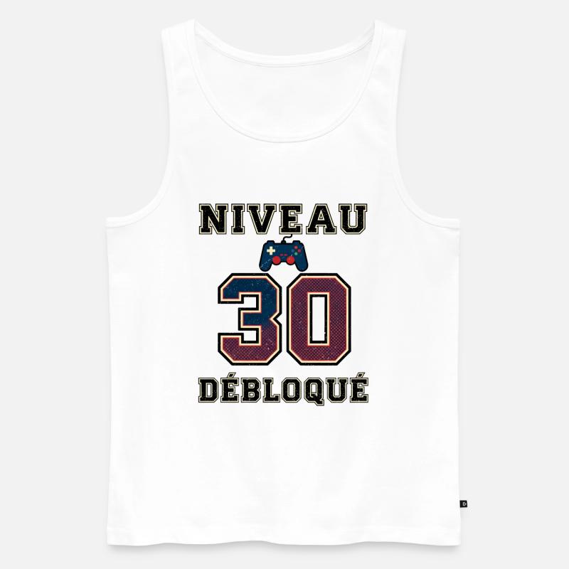 Level 30 freigeschaltet – Spielcontroller - Männer Premium Bio Tank Top - Weiß