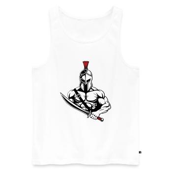 Spartiate Gladiateur Épée Mascotte Spartan Gym - Débardeur bio Premium Homme - blanc - Devant - AI Model Male 178 light (178cm)