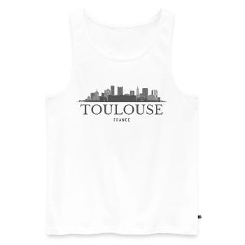 Toulouse, France, la silhouette de Toulouse - Débardeur bio Premium Homme - blanc - Devant - Michal (187cm)