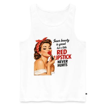 Pin-Up Girl Retro Design: Roter Lippenstift - Männer Premium Bio Tank Top - Weiß - Vorne - AI Model Male 178 light (178cm)