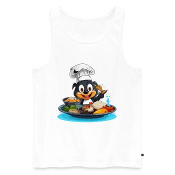 Dessin animé Cooking Dog Chef - Débardeur bio Premium Homme - blanc - Devant - AI Model Male 178 light (178cm)