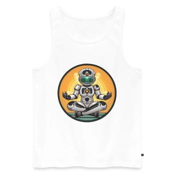 Robot Meditation im Neon-Kreis - Männer Premium Bio Tank Top - Weiß - Vorne - AI Model Male 178 light (178cm)