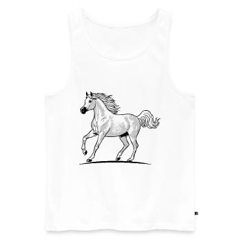 Weißes Araberpferd gesprenkelt, trabendes Traben Reiter-Eleganz - Männer Premium Bio Tank Top - Weiß - Vorne - Michal (187cm)