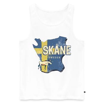 Skane Sweden Province Map Vintage Souvenir - Men's Premium Organic Tank Top - white - Front - Michal (187cm)